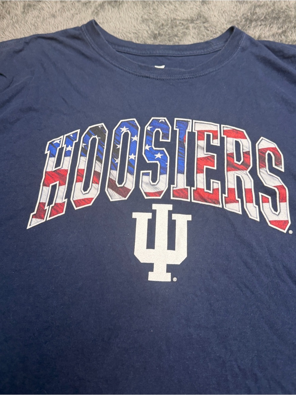 Fanatics Navy Hoosiers Graphic Tee with Red, White & Blue Accent